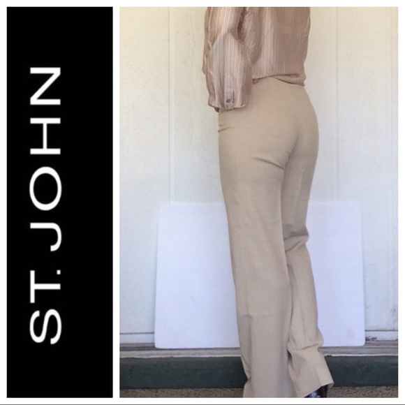 ST. JOHN WOOL CREAM HIGH WAIST TROUSERS SI… - Picture 4 of 8